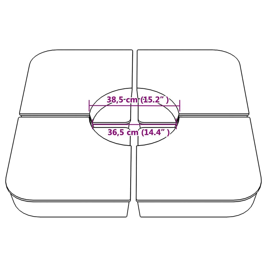 Soporte para sombrilla de 4 piezas, para base en cruz, peso total de 100 kg, relleno de arena, soporte para sombrilla de polipropileno, antracita, 100 x 100 x 11 cm, base estable para jardín y