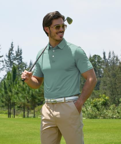 Image of ZITY Golf Shirts for Men Short Sleeve Moisture Wicking Solid Performance Designed Print Collared Casual Polo Shirt