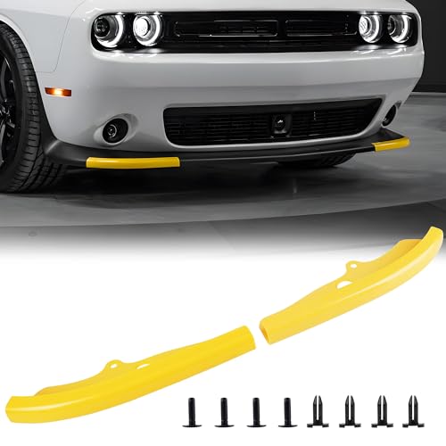 Front Bumper Lip Splitter Cover, for 2015-2023 Dodge Challenger, R/T GT SRT, 2PCS, Yellow