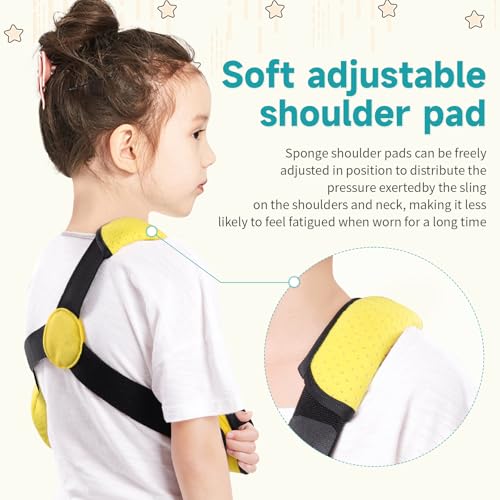 Arm Sling Shoulder Injury Brace for Kids,Kids Arm Sling Shoulder Immobilizer with Waist Strap,Wrist, Elbow,Clavicle Fracture Post-Surgery(Yellow)