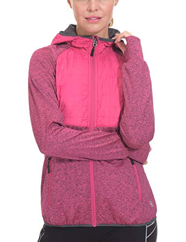 Little Donkey Andy Women's Lightweight Thermal Running Jacket Hooded Sports Track Jacket Quick Dry with Thumb Holes Rose Heather L
