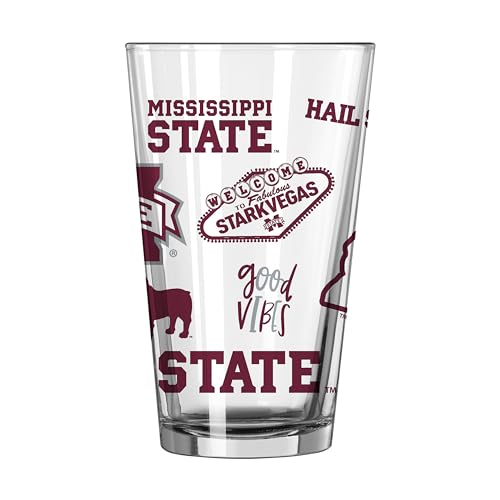 Image of Logo Brands NCAA 16 oz Pint Glass - Durable Glass With Bold Team Color- Chip-Resistant Rim Drinkware For Fans, Tailgates, Home Bars & Everyday Use