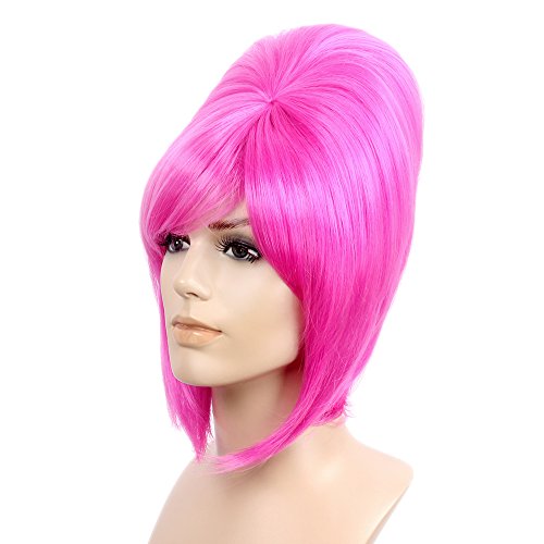 STfantasy Beehive Wigs for Women Halloween Cosplay Auburn Costume Hair withCap,17 Inches Magenta