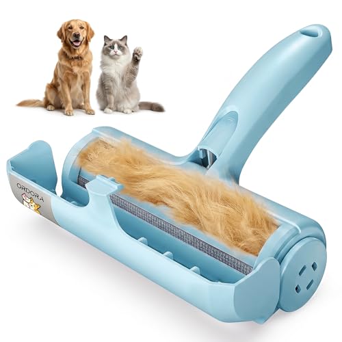 ORDORA Pet Hair Removal Tool: Reusable Lint Roller for Pet Hair - Portable Pet Hair Remover - Dog and Cat Hair Remover for Couch, Bedding, Car, Rugs & Furniture, for Multi-Pet Homes (Blue)