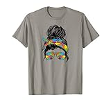 Autism Mom Puzzle Stücke unordentliches Brötchen T-Shirt