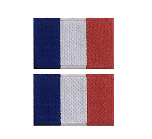 Lot de 2 Patch Ecusson Thermocollant Pays Drapeau de France Français National Brodé à Repasser ou à Coudre