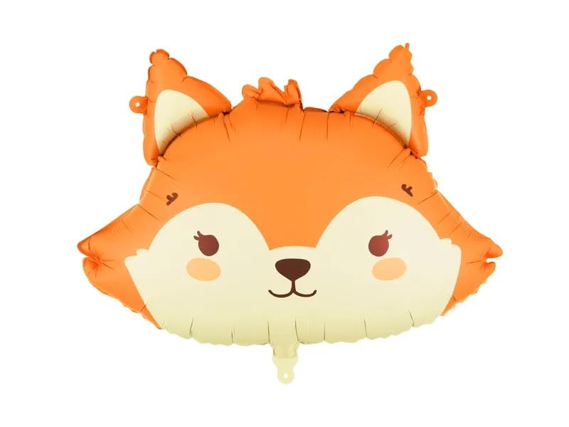Foil Balloon Fox, Orange and Cream, 57x42 cm, Helium or Air Inflation, Includes Straw