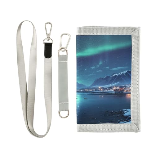 Aurora Cabin Snowmountain Blue Kids Wallet for Boys Girls Trifold Outdoor Sport Wallets for Children Youth Teen Wallet with Zippered Coin Pockets Card Holders Front Pocket Wallets with Magic Sticker2