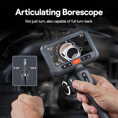 DEPSTECH Doppelobjektiv-Endoskop mit 210°-Zweiwege-Gelenk, industrielle Endoskopkamera mit Beleuchtung, 0,33-Zoll-Sonde, 3M wasserdichtes Flexibles Schlangenrohr, Videoinspektionskamera-Tool