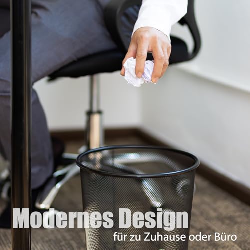 BigDean Papierkorb Büro Mülleimer schwarz 20L Draht - Mülleimer Büro Trash Can Papiermülleimer Abfalleimer Mülleimer – Bild 3
