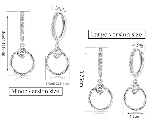 Sterling Silver Hoop Earrings with Drop Dangle for Women Hypoallergenic Twisted Earrings Huggie Hoop Earrings with Charms Trendy Cubic Zirconia Loop Earrings with Dangling Fashion Earring Gift for Her2