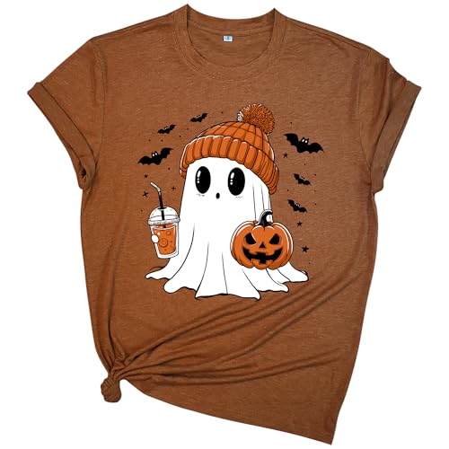 Halloween Shirts for Women: Cute Ghost Pumpkin Costumes Graphic Tee - image 3