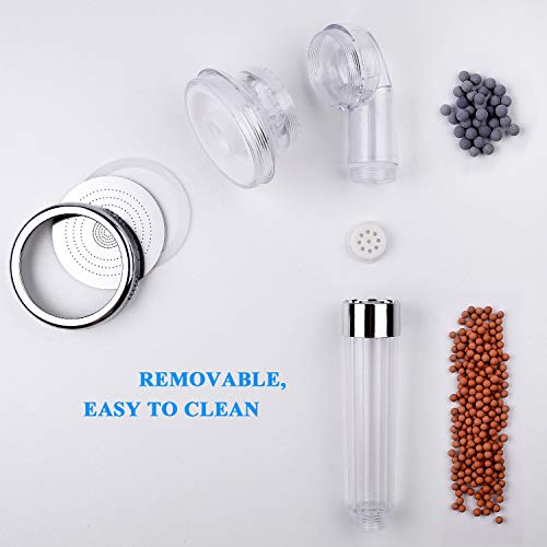 Regadera de alta presión con filtro iónico y 3 modos, ahorro de agua y cuentas de piedra para cabello y piel secos, spa en casa, marca imtfzct (sin manguera) miniatura 2