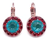 Mariana Happiness Rose Goldtone Earrings Laguna with Red Crystal Circle Mosaic 1126 E-1129-1126-RG6