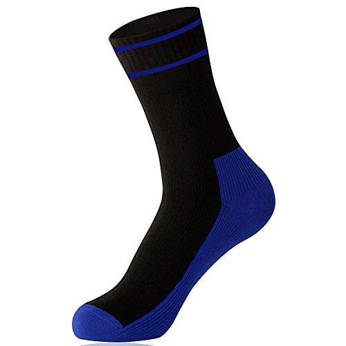 Calcetines transpirables e impermeables al aire libre como golf,jogging,ciclismo,senderismo o excursionismo. Evitan que la piel se humedezca gracias la tecnología COOLMAX CORE(Azul & Negro, Grande)