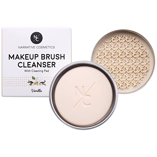 Narrative Cosmetics BR-CLEANSER-VANILLA Solid Makeup Brush Cleanser Soap With Silicone Cleaning Pad, Cleans Natural & Synthetic Brushes cover