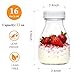 Woaiwo-q 11oz Glass Milk Bottles, 16 Pack Clear Bottles with Lids, Reusable Small Glass Jars for Milk, Juice, Smoothie, Overnight Oats, Cold Brew, Iced Coffee, Picnic, DIY Storage, Gift, Party