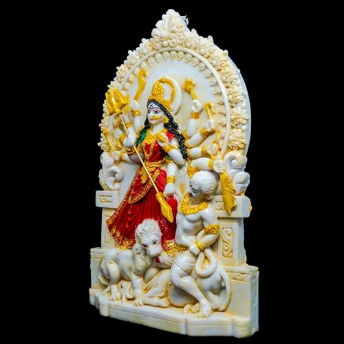 Image of Maa Durga Idol Statue murti - Handmade and Hand Painted Bengali Mahisasurmardini Durga Thakur - Presented by MollisArts