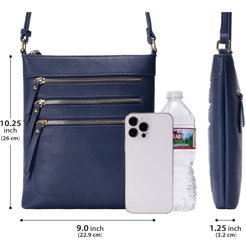 Image of Solene Crossbody Bag Functional Multi Pocket Messenger Purse Top Zip Closure Shoulder Handbag With Adjustable Strap