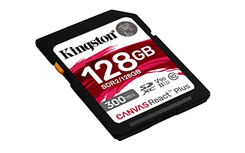 Kingston Canvas React Plus 128GB SD Card | SDXC UHS-II | 300R/260W U3 V90 | Full HD/4K/8K | SDR2/128GB
