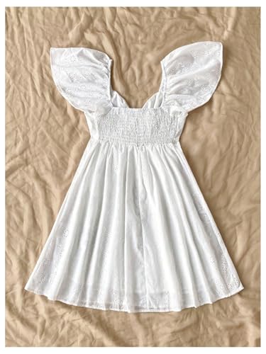 MakeMeChic Women's Casual Ruffle Mini Dress Summer Flutter Sleeve V Neck Tie Front Cutout A Line Dress2