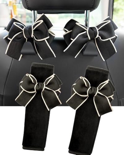 Weiche Auto-Sicherheitsgurtabdeckung 2er-Pack mit Kopfstützenhaken für Auto Universal-Auto-Sicherheitsgurtpolster Abdeckung für Schulterpolster Autozubehör (black)