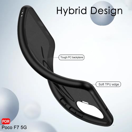Image of TheGiftKart Hybrid Shockproof Back Cover Case for Mi Poco F7 5G | Hard Back Cover Case for Poco F7 5G (PC & TPU, MagSafe Compatible, Translucent Smoke Matte Back, Black Sides)