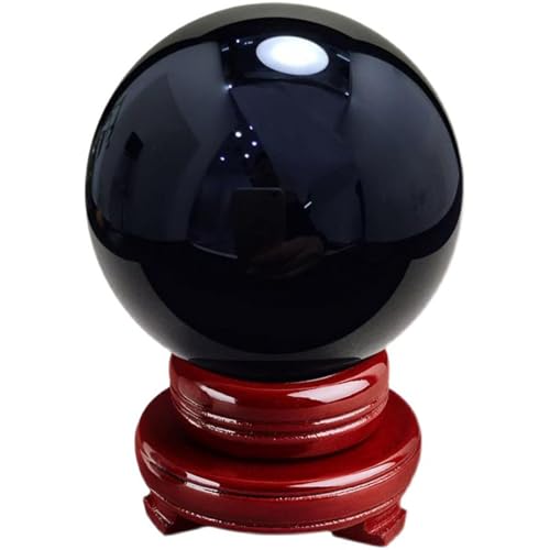 Sphère en obsidienne noire et son support pour un salon moderne et zen