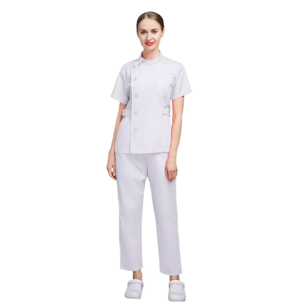 Nurse Uniforms Set Women for Summer Short Sleeve Tops Pant Working Suit Pocket Blouse Overalls Veterinary Nurse Uniforms