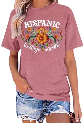 Hispanic Heritage Month Shirts Women Latino Celebrate Shirt Funny Mexican Floral Graphic T-Shirts Spanish Tees Tops2