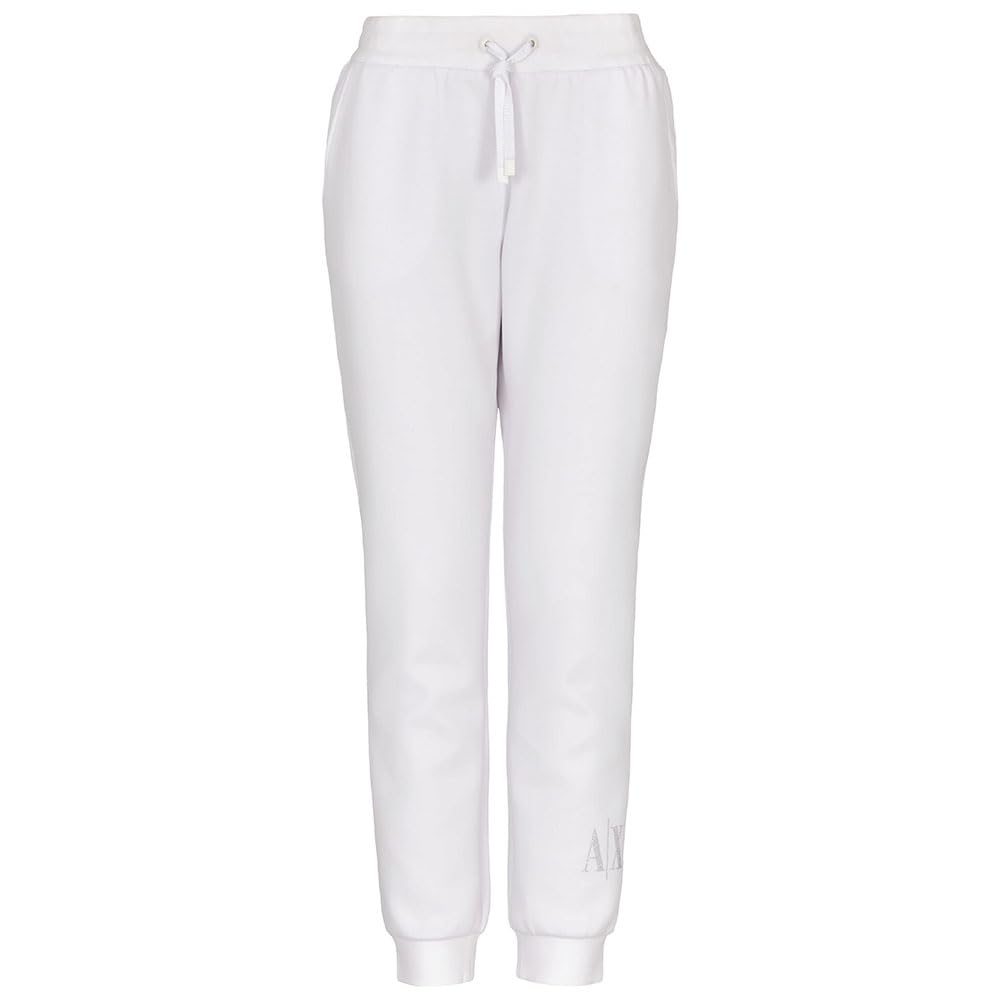 Armani Exchange Women's Icon Project, Shiny Studs Logo, Sweatpants, White, M