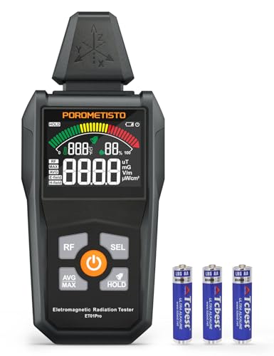 5-IN-1 Détecteur EMF POROMETISTO, Détecteur de champ électromagnétique portable avec stockage...