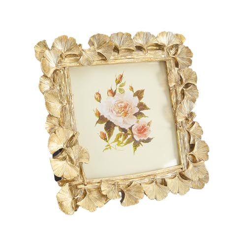 Image of 5x5 Vintage Picture Frames, Picture Frame for Table Top Display and Wall Hanging Home Decor (Gold 02, 5x5 Inch)