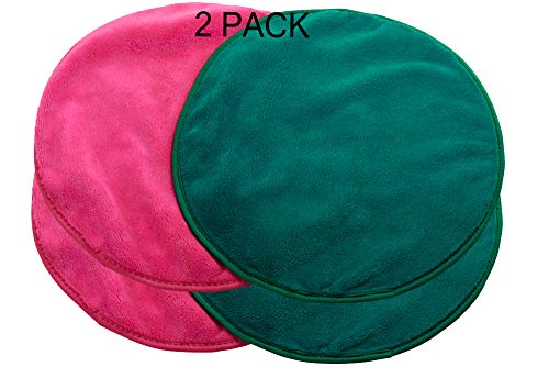 Makeup Remover Magic Cloth â€“ Wipes Foundation From Your Face and Waterproof Mascara From Your Sensitive Eyes - Using Just Water - Reusable ! (Two Green Two Pink)