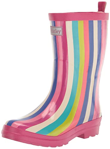 Hatley Girls Printed Rain Boots, Rainbow Stripes, 5 Toddler