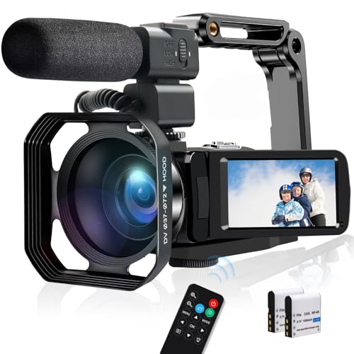 Image of 4K Video Camera Camcorder 48MP 30FPS IR Night Vision WiFi Camera Recorder, 18X Digital Zoom 3 inch Touch Screen Vlogging Camera for YouTube with Microphone, Lens Hood, Stabilizer, Remote Control