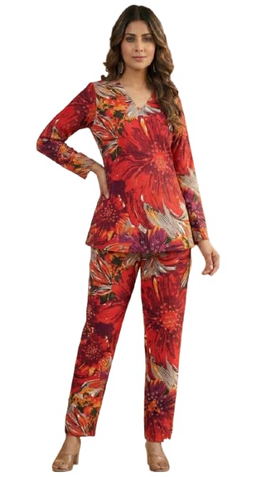Women's Delta Printed Top Pant Set/Delta 2 Piece Ethenic Set Top With Bottom/Cord Set For Women/Top Set For Women.
