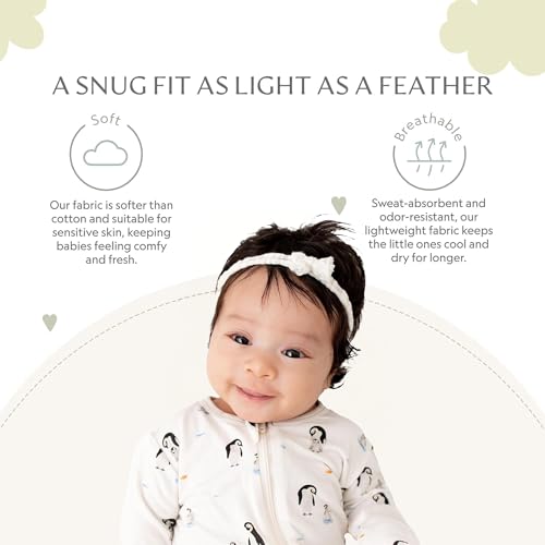 Image of Bamboo Little Soft Baby Footie Pajamas, Baby Clothes, Newborn Sleepers, 95% Viscose and 5% Spandex, 0-24 Months