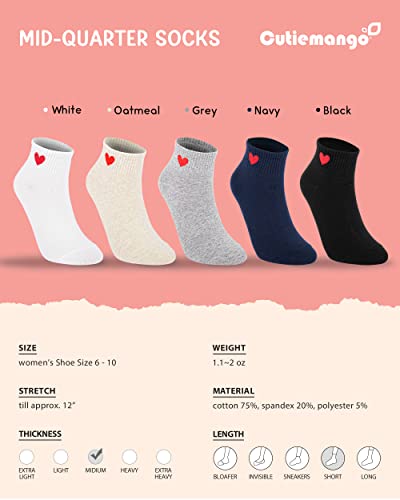 CUTIE MANGO Women's Heart Print Cotton Crew Socks Sneaker Ankle Novelty Casual Soft Cute Lovely Crazy Fun2