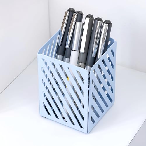 Image of oddpod Set of 4 - Metal Desk Accessories Organizer - Magazine File Holder, Sticky Note Holder, Pen & Pencil Stand, Tape Dispenser /Desktop Storage Organizer For Office, Home & School (PastelBlue)