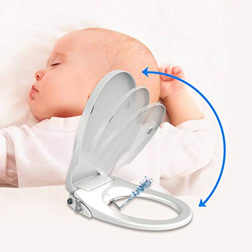 Uni-Green Toilet Seat Bidet, White with Quiet-Close Lid and Seat, Dual Wash Nozzles for Rear and Feminine Spray,Non-Electronic