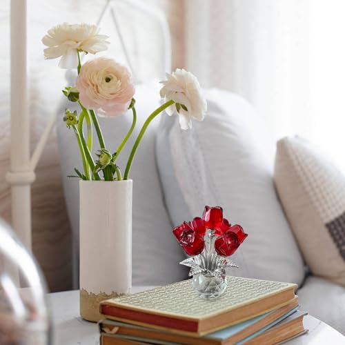 Ramo de rosas de cristal con jarrón para decoración de mesas de hogar y bodas 7