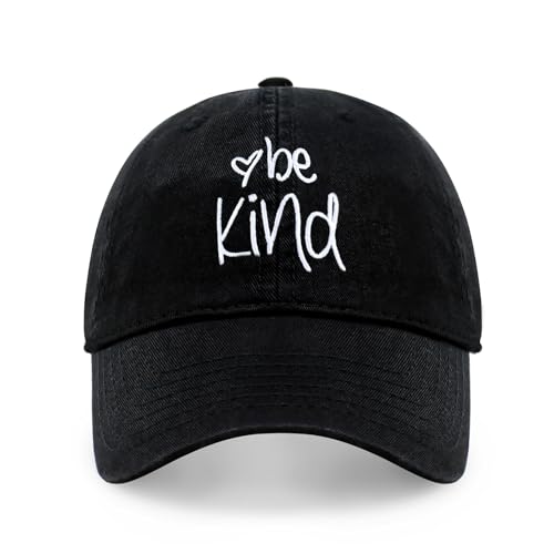 CHOK.LIDS Be Kind Trendy Womens Baseball Cap Unisex Fashion Cotton Polo Style Fun Inspirational Saying Seasonal Outdoor Travel Headwear (Black)