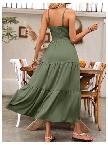 Image of BEAUDRM Women's Summer Maxi Dresses Boho Summer Wedding Guest Dress Beach Vacation Outfits Cruise Flowy Milkmaid Sundresses