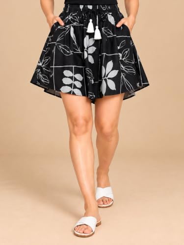 Image of B STORIES Women's Viscose Printed Lounge Culotte Shorts (Pack of 2)