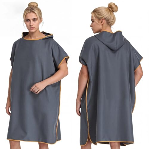 Eulihent Poncho Surf 110x90 cm Poncho de Toalla Microfibra con Capucha Secado Rapido Capa Cambiarse Adultos Unisex para Playa Natacion Ducha y Deportes Acuaticos (Azul Marino)