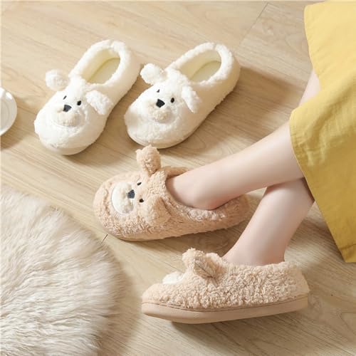 LilRoot Cute Bear Slippers Fuzzy Funny Animal Slippers Warm Soft Fluffy Closed Non-Slip Slippers for Winter Women Girls for Lounging Home2