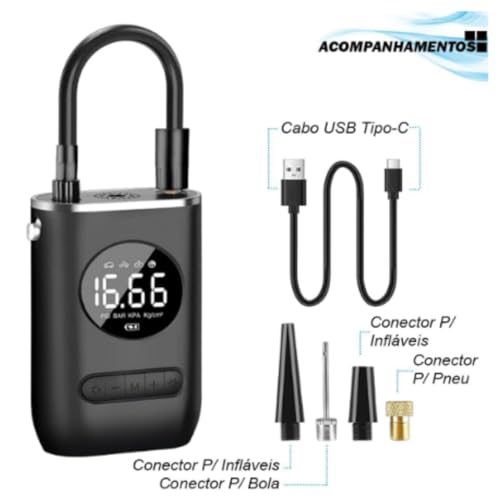 Calibrador Mini Compressor Pneu De Carro Bike Moto Eletrica Portátil Recarregável Bomba de encher Pn