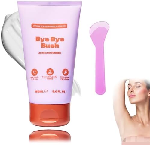 Bye Bye Bush, Bye Bye Bush Hair Removal, Pubic Hair Removal Cream with Spatula Applicator, Intimate Hair Remover for Face Legs Underarms, Bikini Area, Gentle Formula (1pcs)