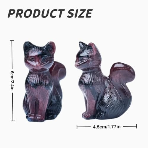 Estatua de Gato de Cristal Natural Garnet 6 cm miniatura 2